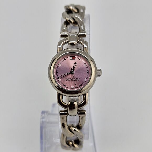 Tommy Hilfiger Women's Watch 22MM Pink Dial Chain Bracelet Band 7" New Battery - Picture 4 of 10